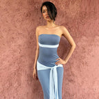 Velira Strapless Midi Dress with Tie Detail