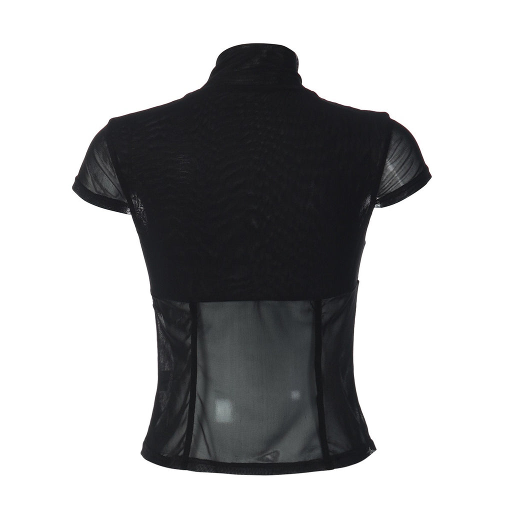 Salma Tie-Neck Mesh Top