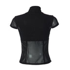 Salma Tie-Neck Mesh Top