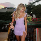 Ilyara Lavender Lace Mini Dress