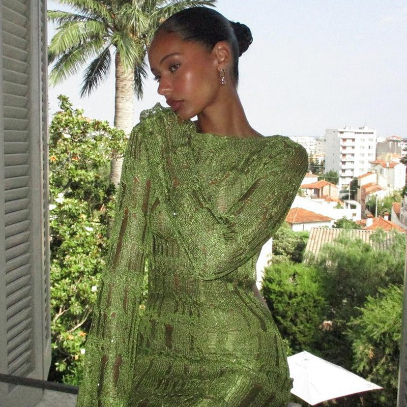 Elara Backless Crochet Maxi Dress