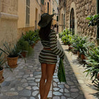 Carlotta Striped Crochet Shorts Set