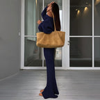 Knit Top & Flared Pants Set