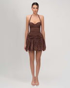 Polka Dot Halter Bubble Skirt Mini Dress
