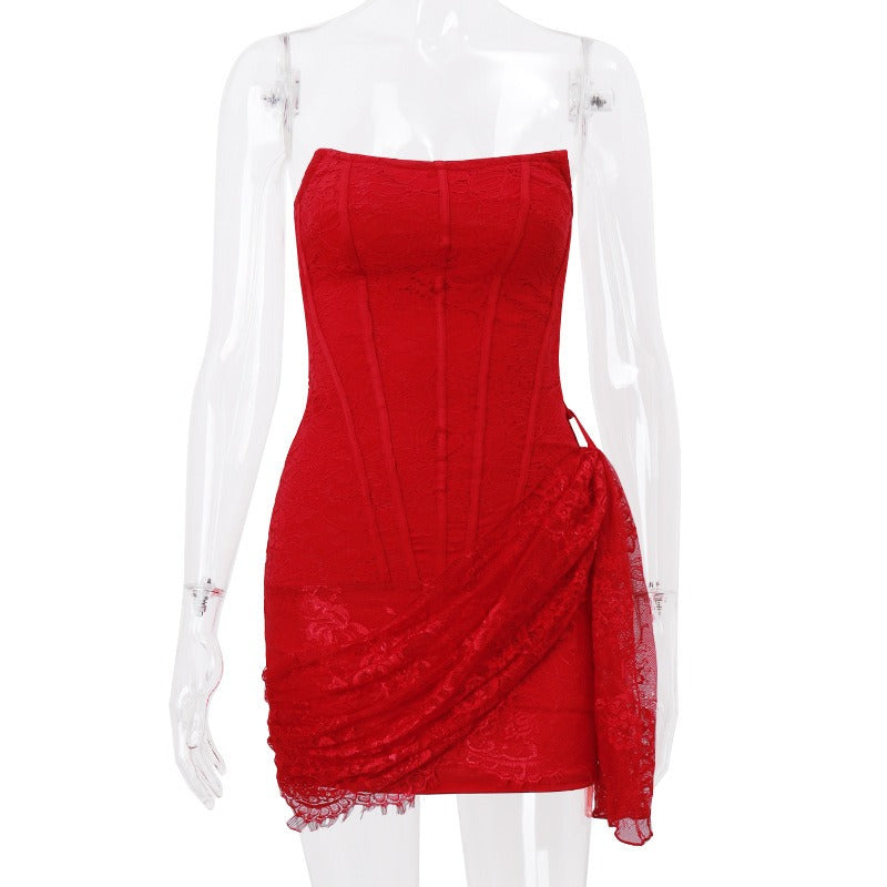 Mina Lace Corset Drape Mini Dress