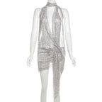 Corinne Snake Print Halter Mini Dress