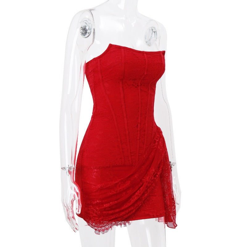 Mina Lace Corset Drape Mini Dress