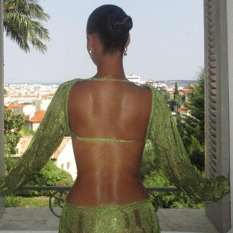 Elara Backless Crochet Maxi Dress