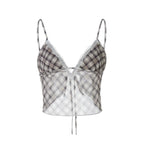 Karina Plaid Lace Trim Two-Piece Skirt Set