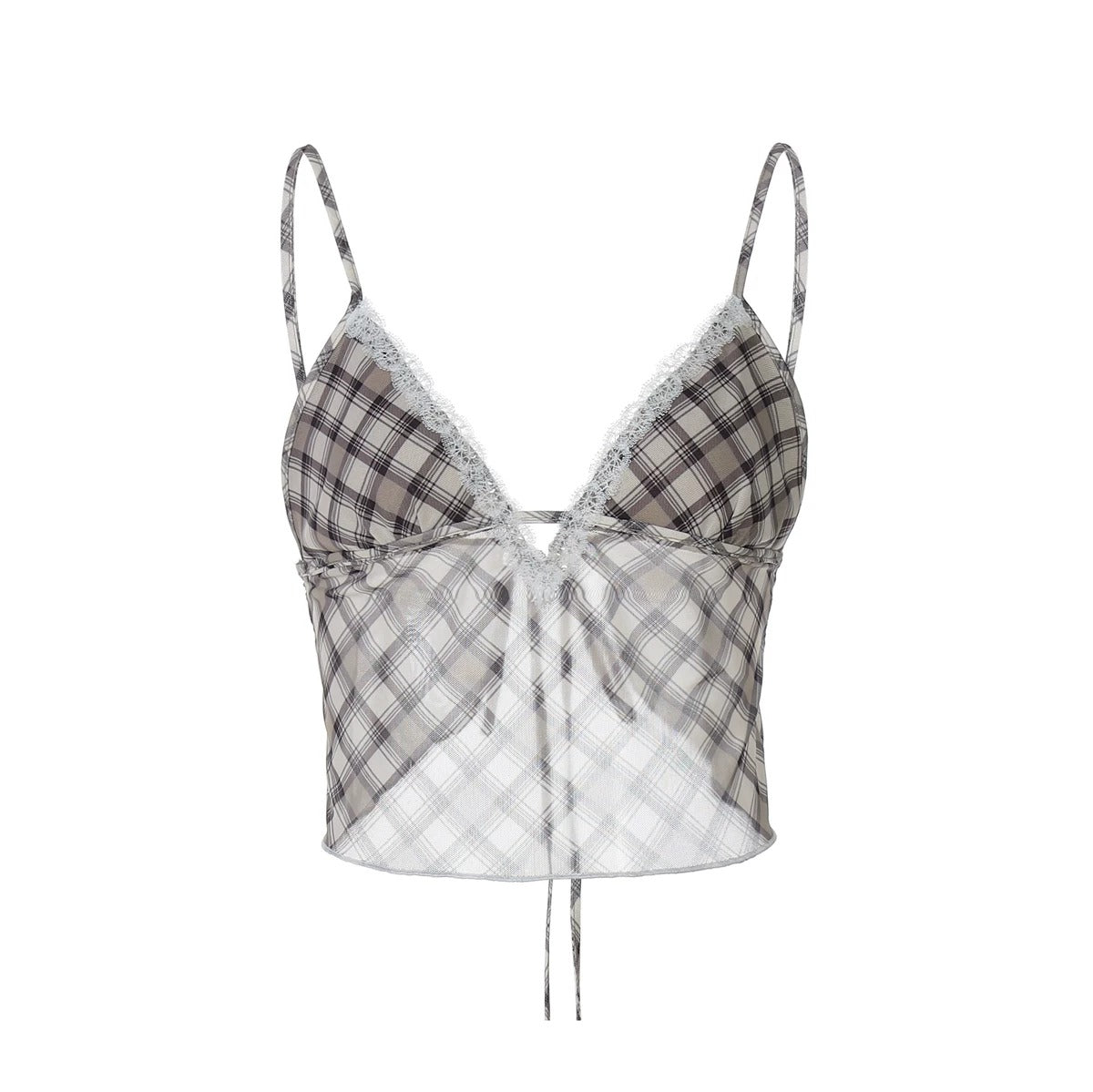 Karina Plaid Lace Trim Two-Piece Skirt Set