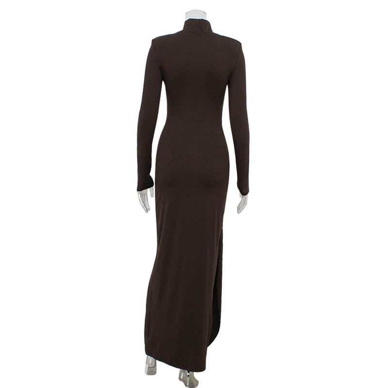 Talia Drape High-Neck Maxi Dress