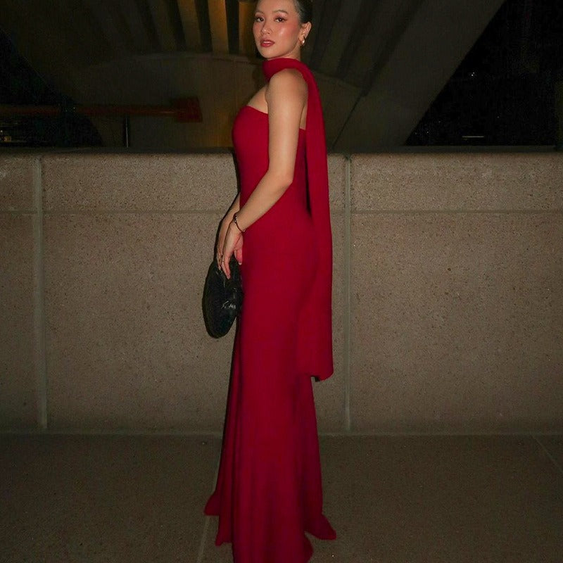 Ruela Scarf Neck Maxi Dress