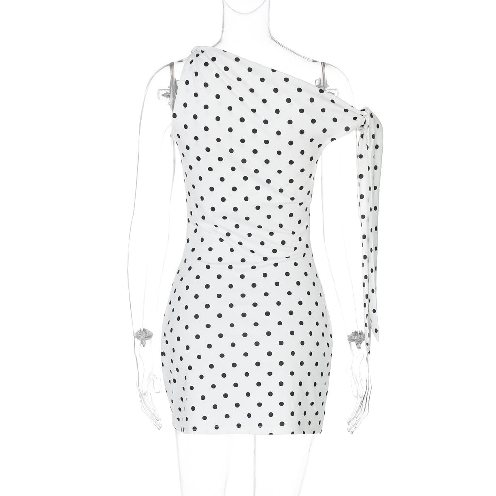 Monroe Polka Dot One-Shoulder Mini Dress