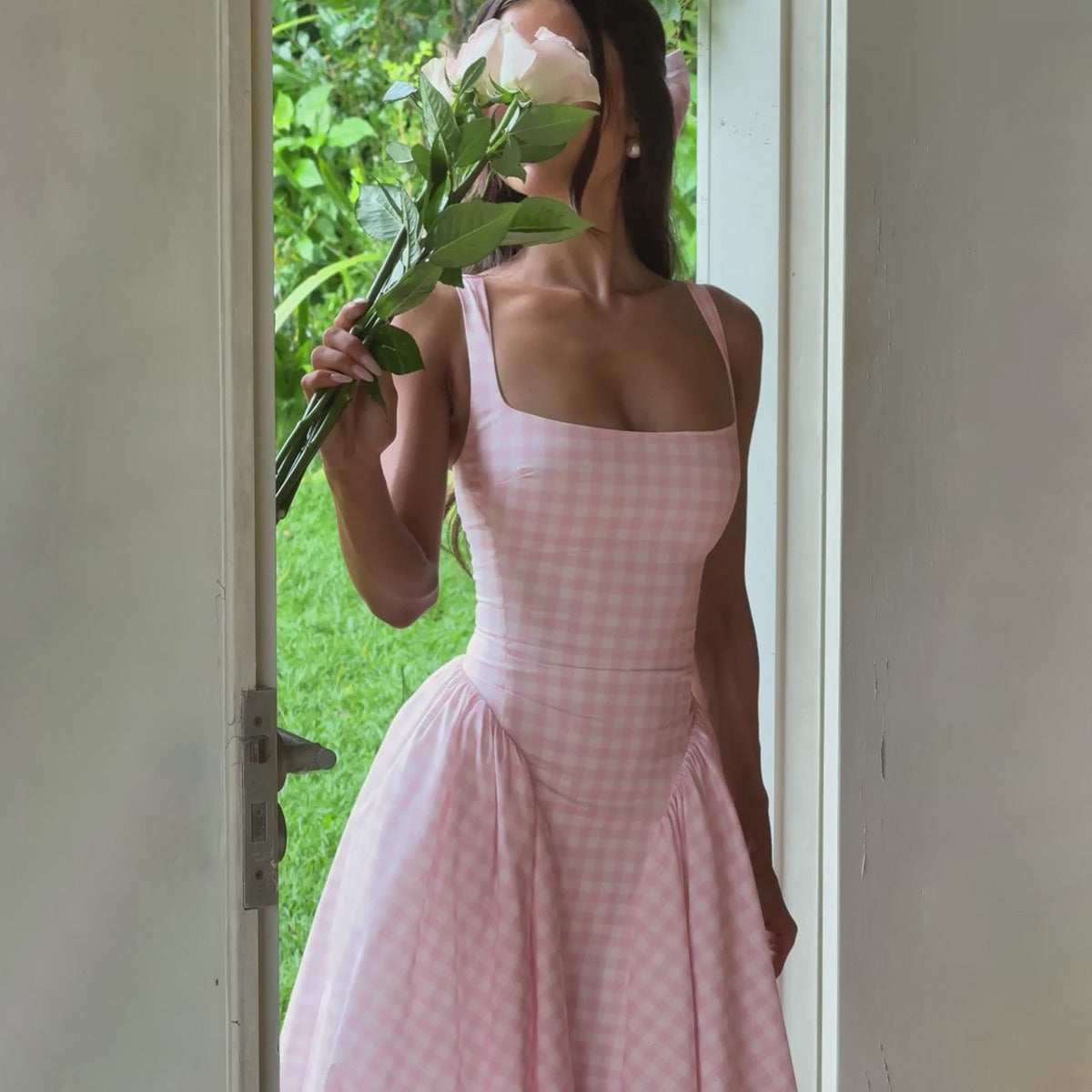 Althea Gingham Midi Dress