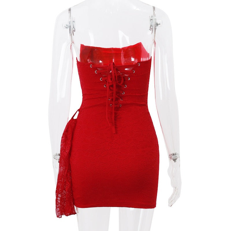 Mina Lace Corset Drape Mini Dress