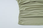 Ruched One-Shoulder Short Sleeve Top
