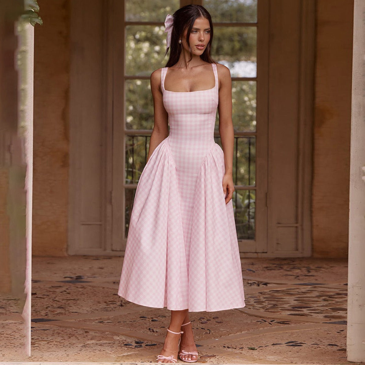 Althea Gingham Midi Dress