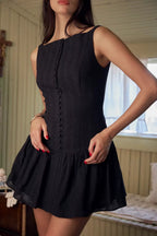 Mireille Vintage Button-Front Mini Dress