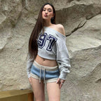 97 Off-Shoulder Cropped Sweatshirt
