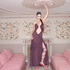 Maelis Sheer Plunge Maxi Dress