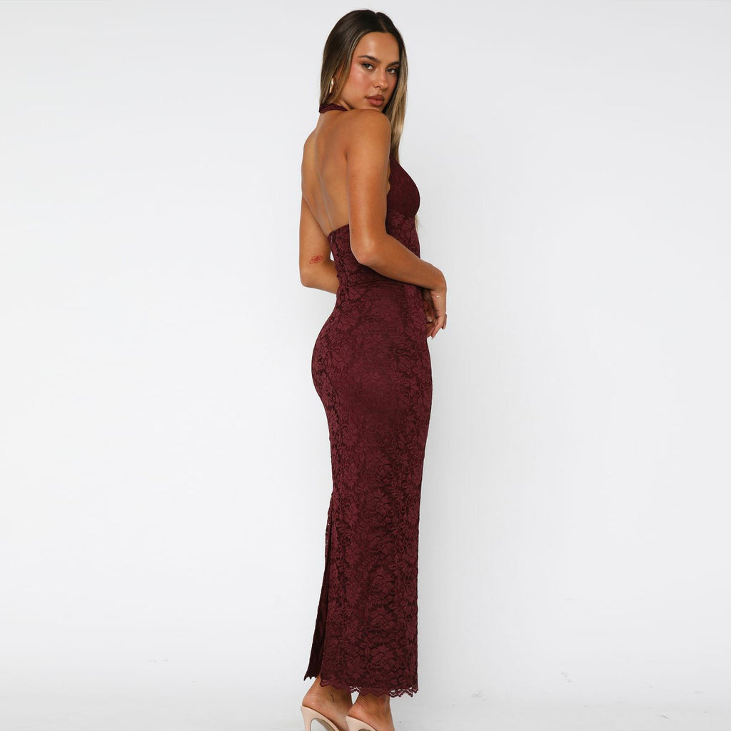 Katya Lace Halter Maxi Dress