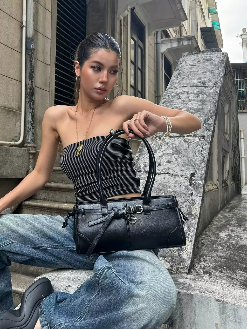 Etta Vintage Structured Leather Shoulder Bag