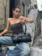 Etta Vintage Structured Leather Shoulder Bag