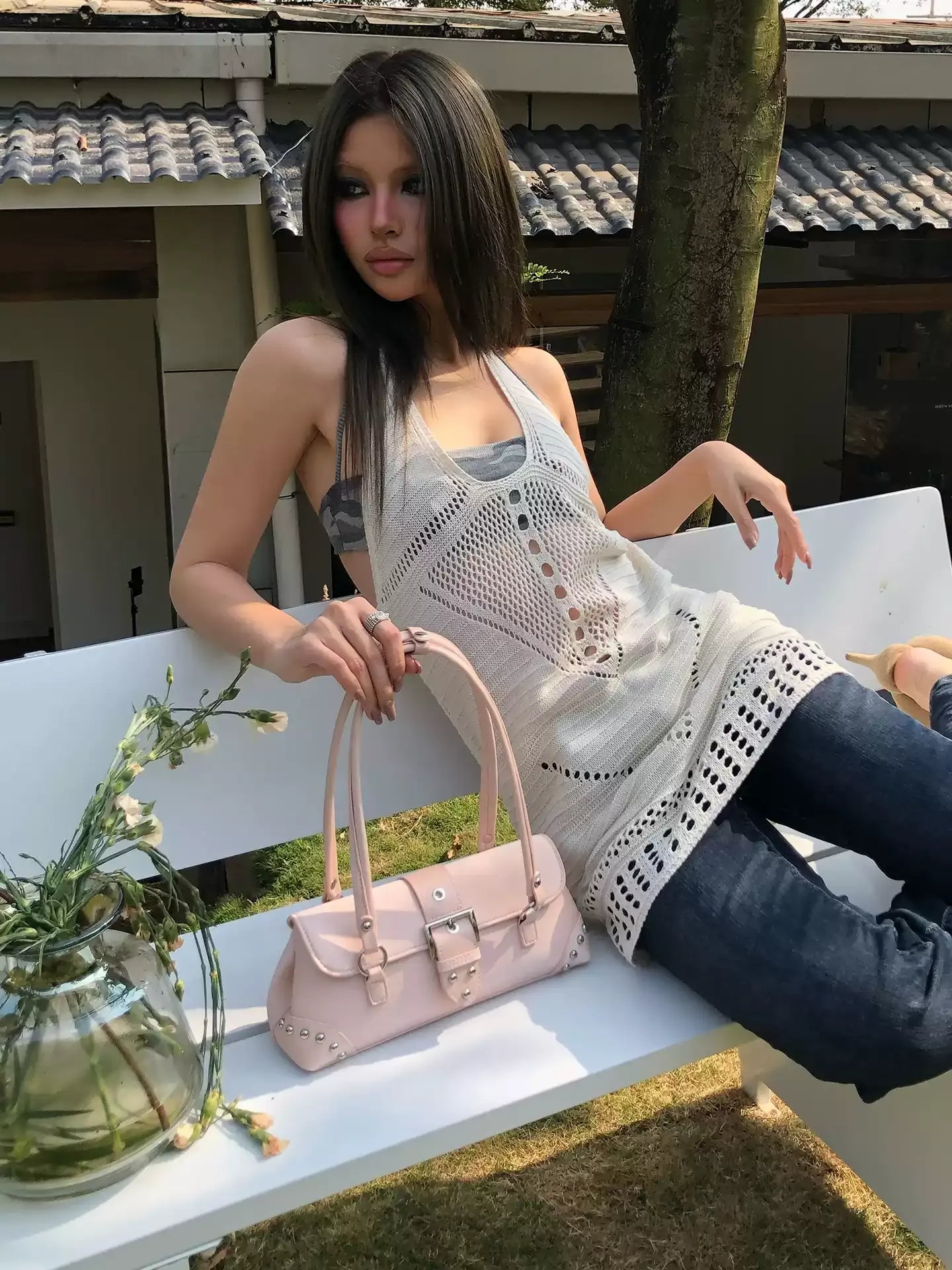 Sylvia Studded Buckle Shoulder Bag