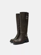 Matilda Vintage Buckle Knee-High Boots