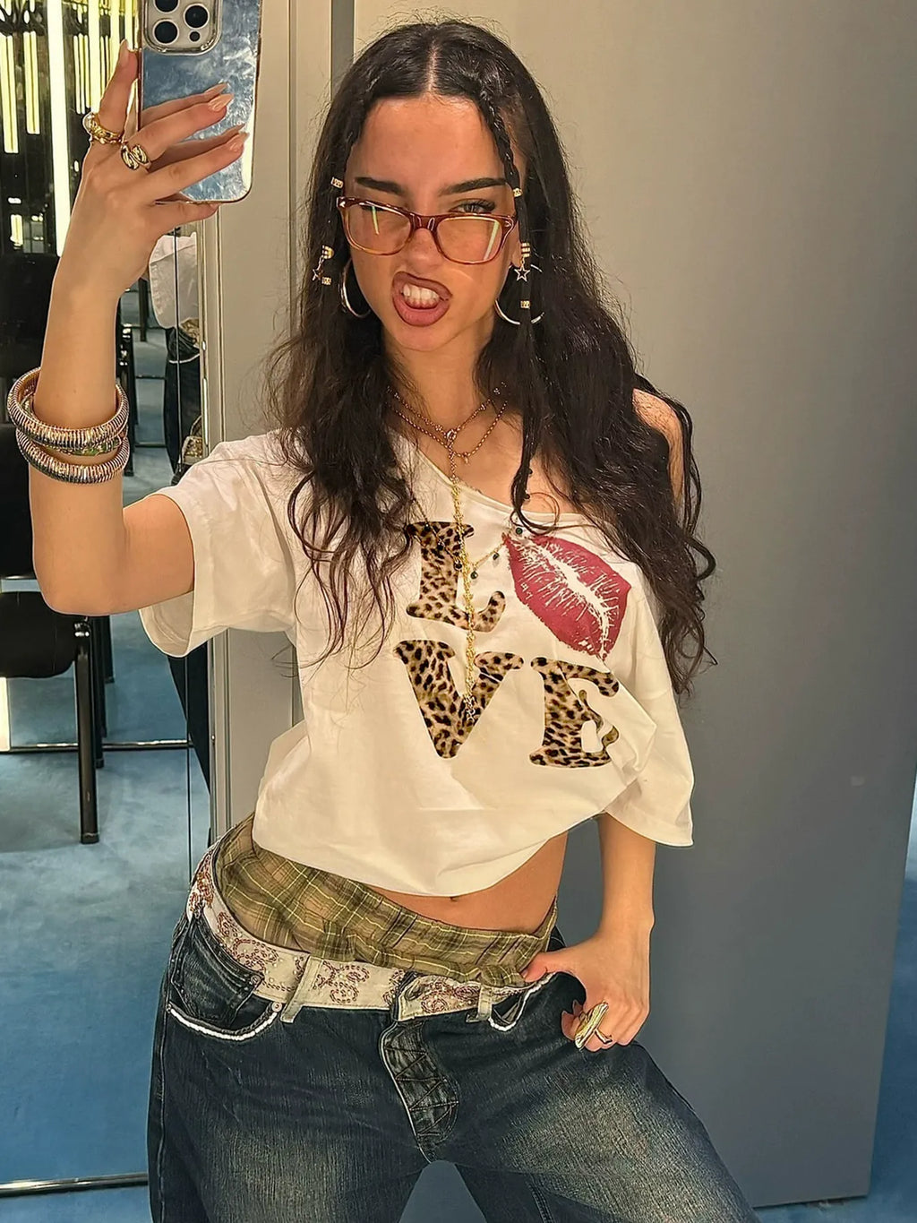 LOVE Leopard Lips Graphic Tee