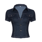 Zelia Fitted Denim Button-Up Shirt