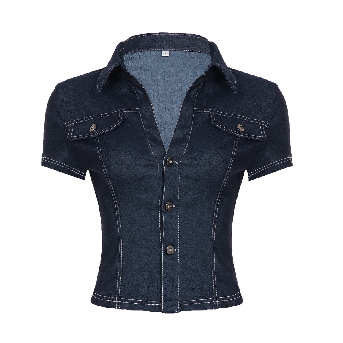 Zelia Fitted Denim Button-Up Shirt
