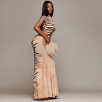 Maura Zebra Print Open Back Maxi Dress
