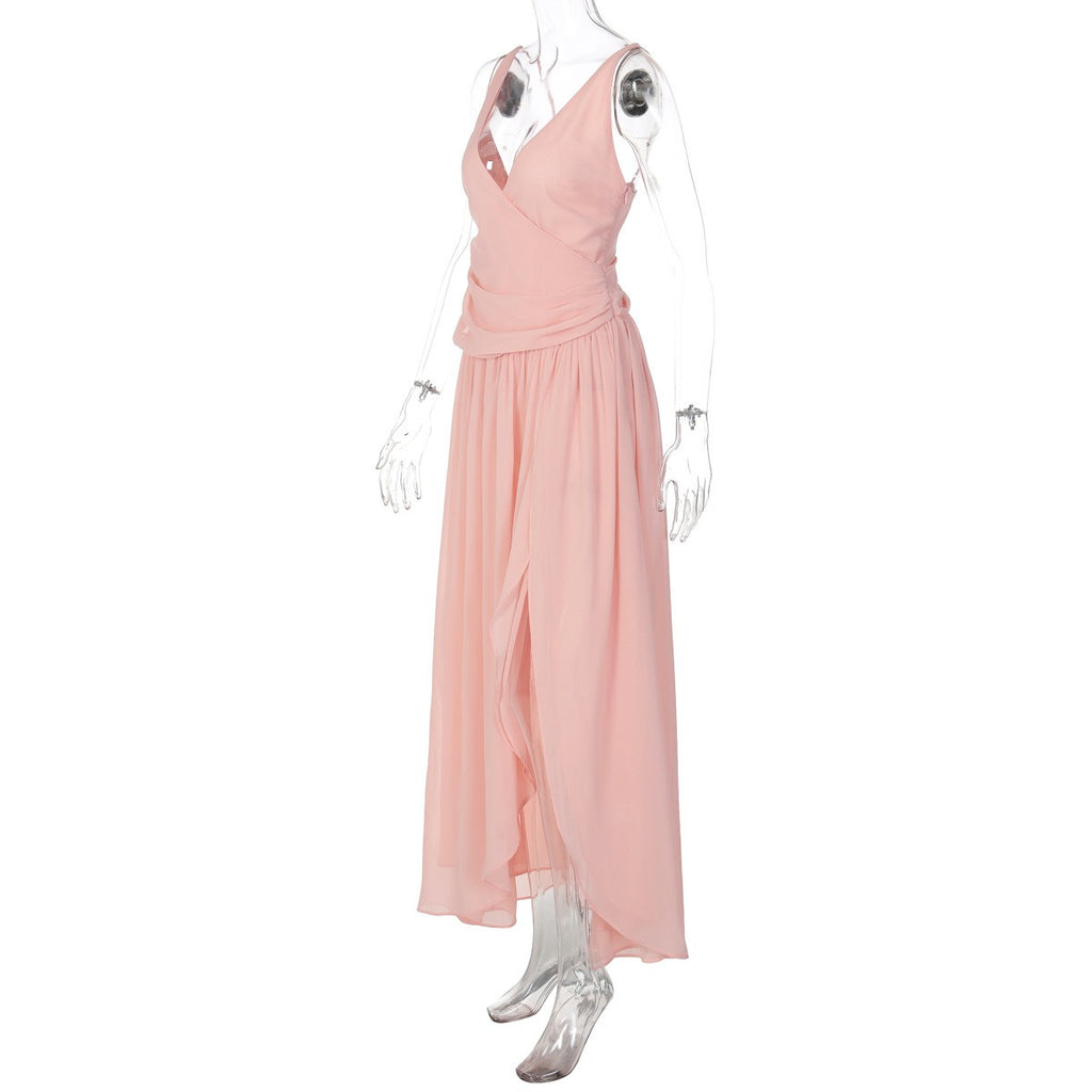 Isolde Pink Plunge Maxi Dress