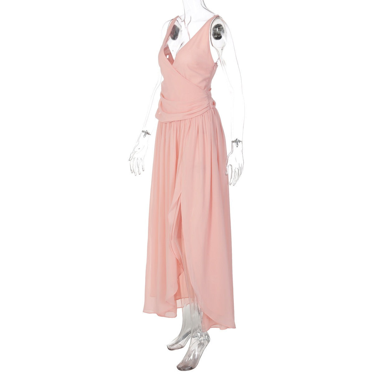 Isolde Pink Plunge Maxi Dress