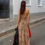 Nari Leopard Backless Maxi Dress