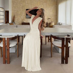 Lilia Draped V-Neck Maxi Dress