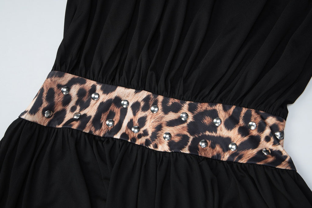 Aiko Leopard Waist Detail Mini Dress