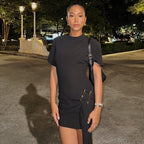 Buckle Detail Draped Mini Dress