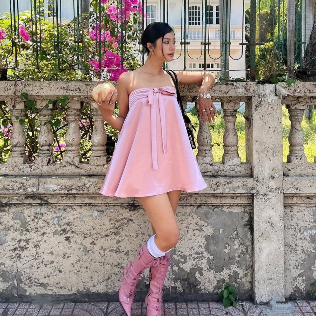 Nil Strapless Bow Tie Mini Dress