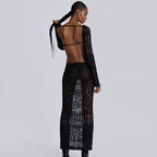 Elara Backless Crochet Maxi Dress