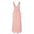 Isolde Pink Plunge Maxi Dress