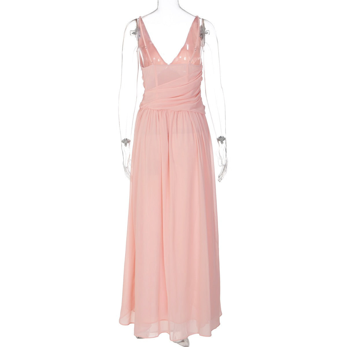 Isolde Pink Plunge Maxi Dress