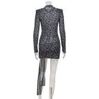 Nevina Leopard Mesh Tie Mini Dress