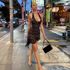 Vivien Lace Halter Mini Dress