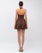 Polka Dot Halter Bubble Skirt Mini Dress