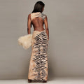 Maura Zebra Print Open Back Maxi Dress