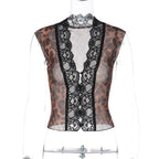 Antea Leopard Lace Sheer Top