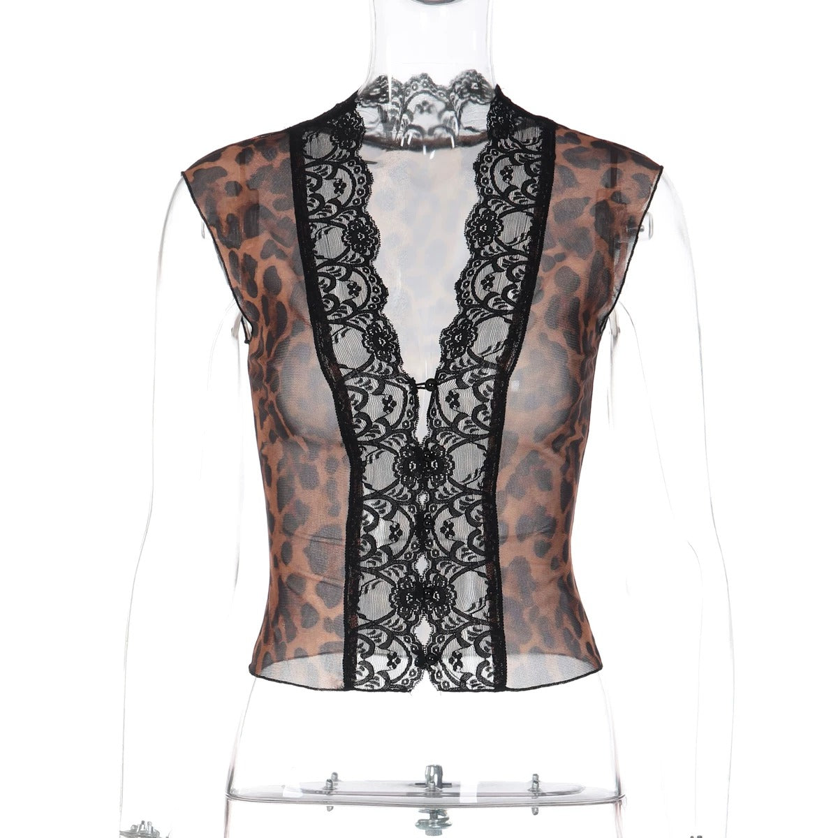 Antea Leopard Lace Sheer Top