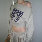 97 Off-Shoulder Cropped Sweatshirt